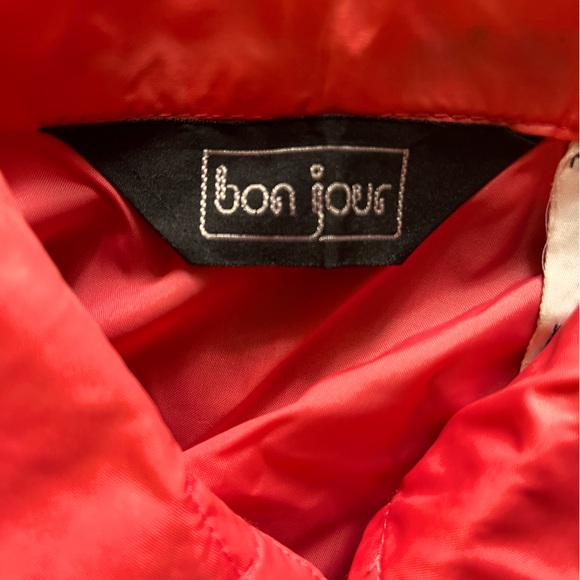 Vintage Tomato Red BON JOUR Rain Poncho ☔️🌂💧 - Picture 6 of 8